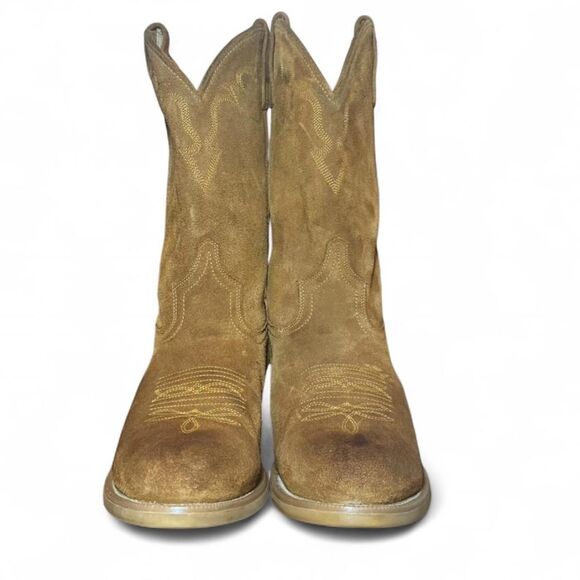 Laredo Men’s Western Boots 9.5 EW Tan Suede Leather Cowboy Round Toe - Picture 6 of 7